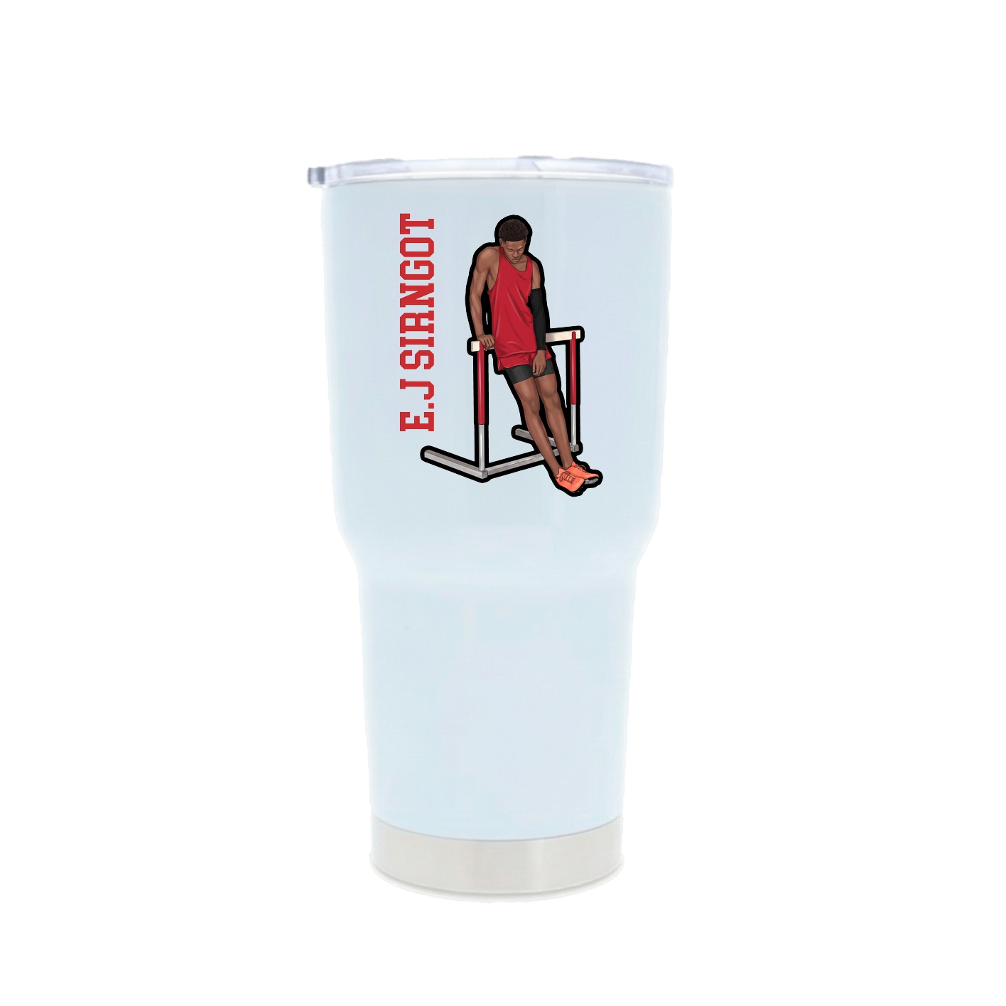 30oz Stainless Steel Tumbler — Name Vertical in White