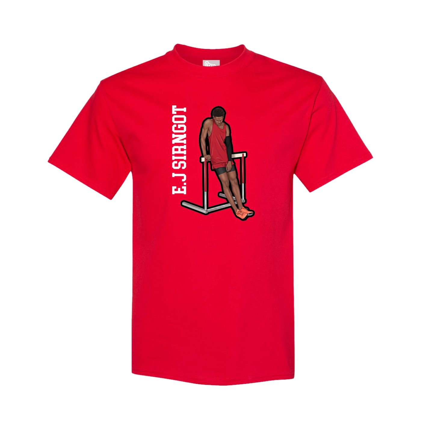 Tee — Name Vertical in Red