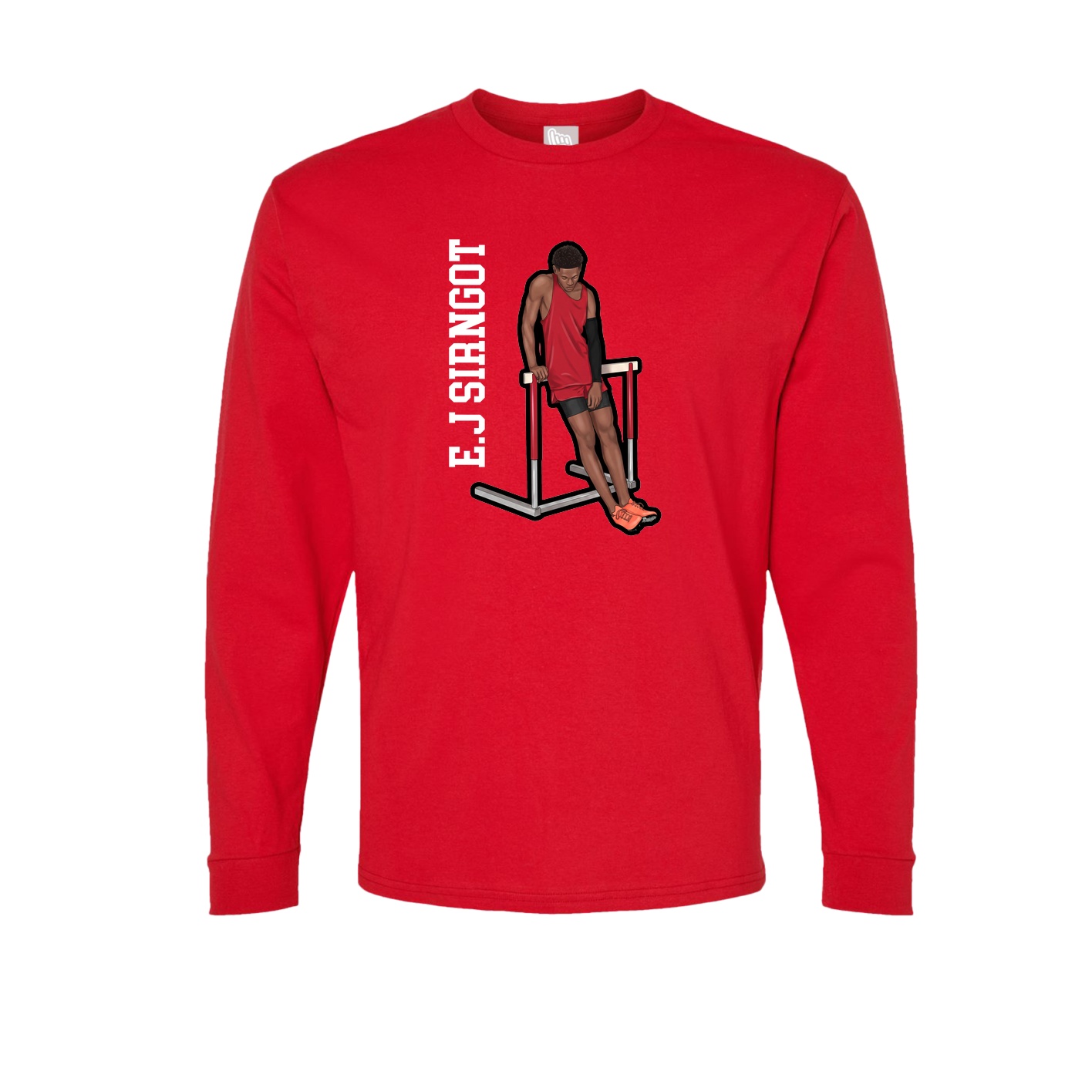 Long Sleeve Tee — Name Vertical in Red