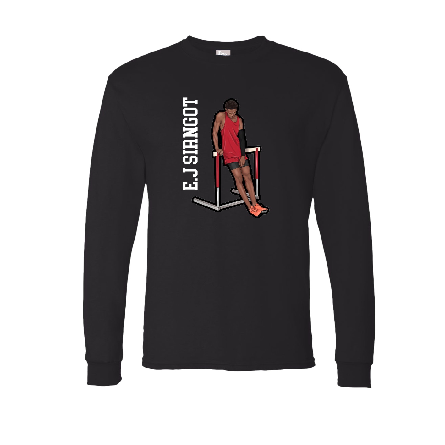 Long Sleeve Tee — Name Vertical in Black