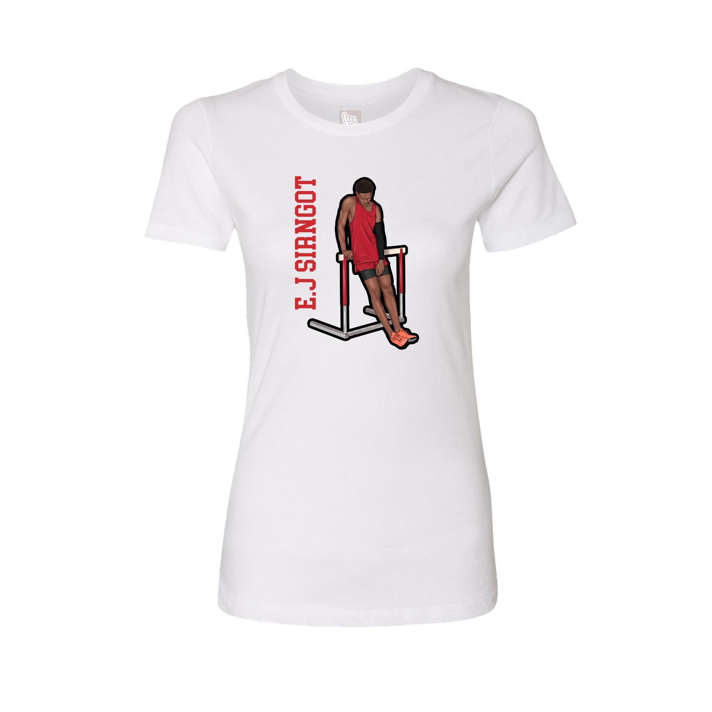 Womens Tee — Name Vertical in White