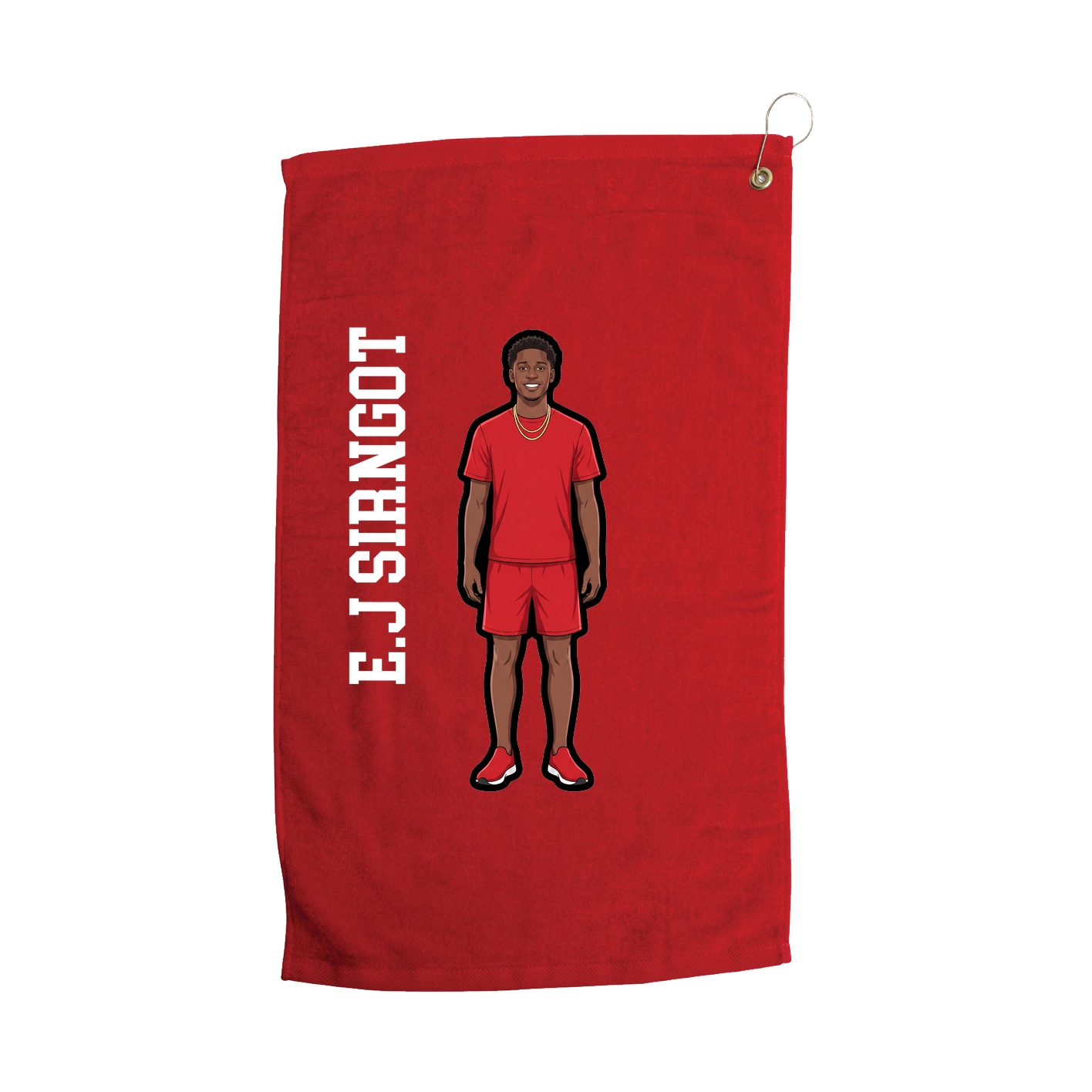 Golf Towel — Name Vertical in Red