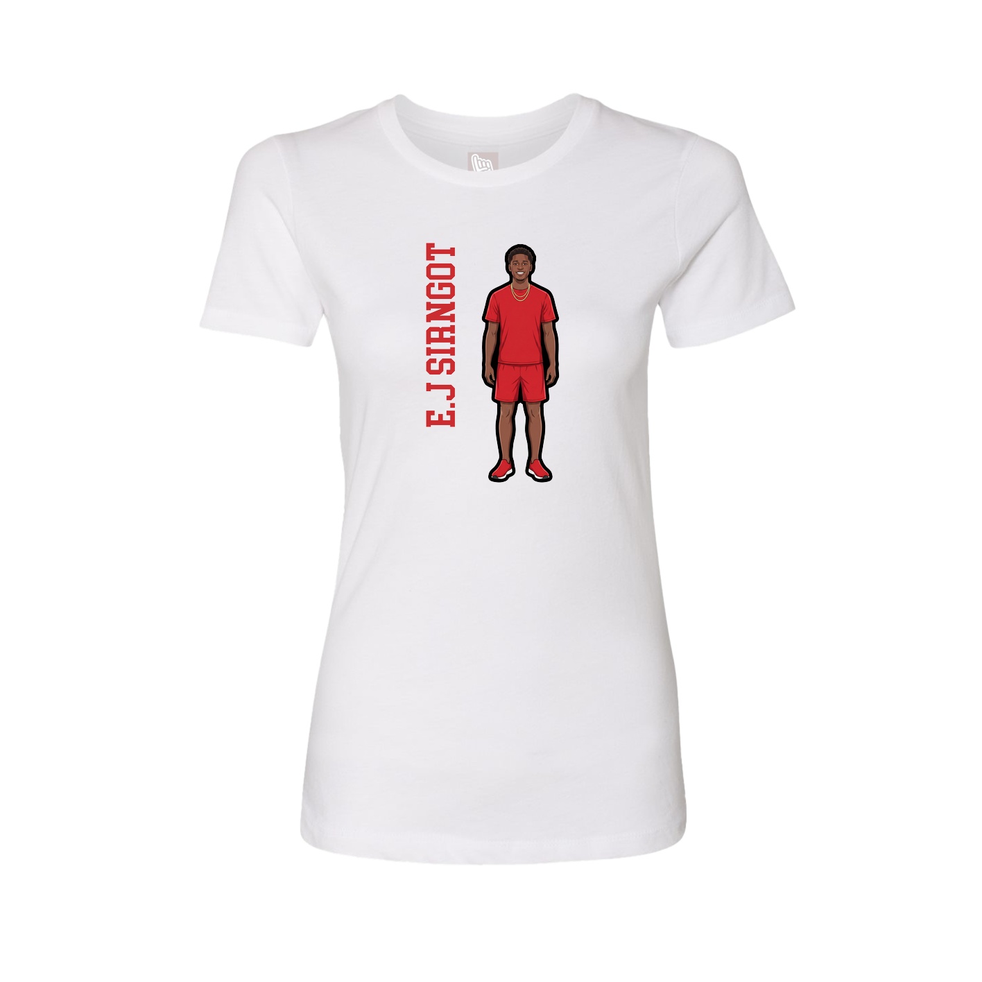 Womens Tee — Name Vertical in White