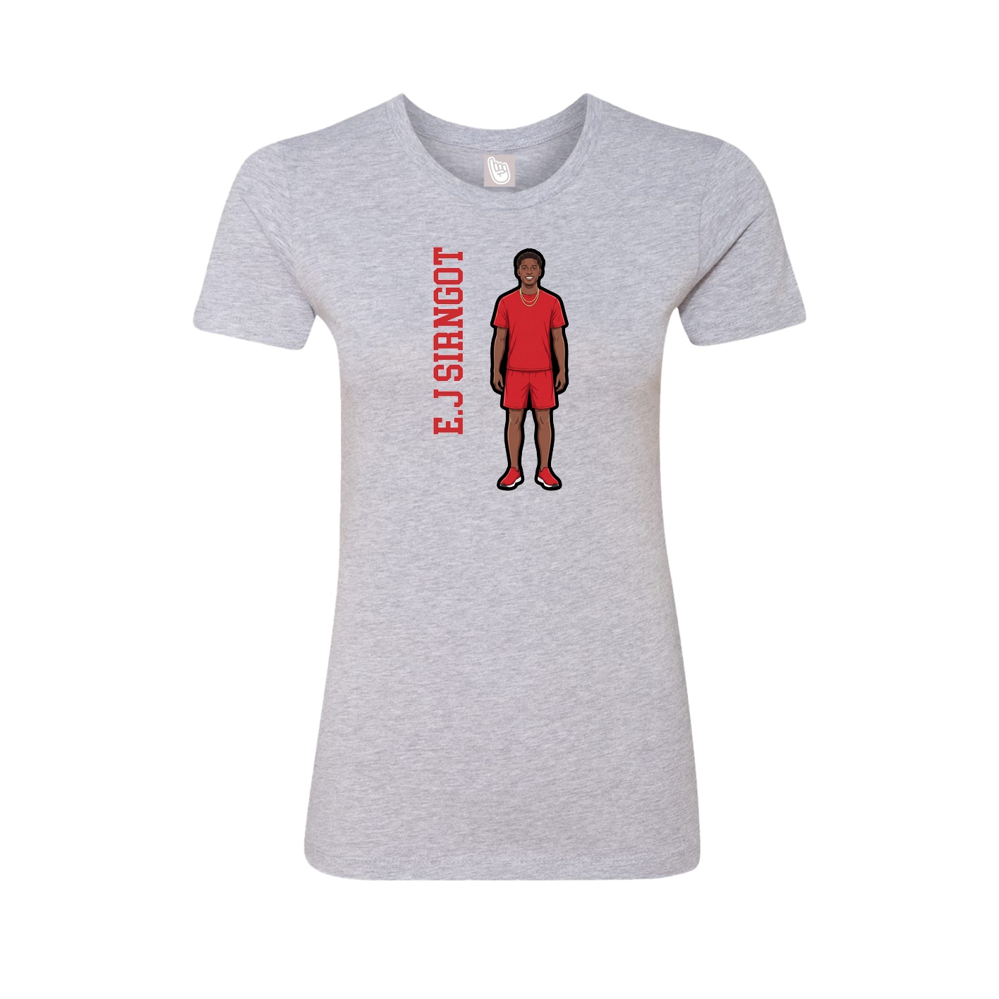 Fitted Women's Tee — Name Vertical in Grey