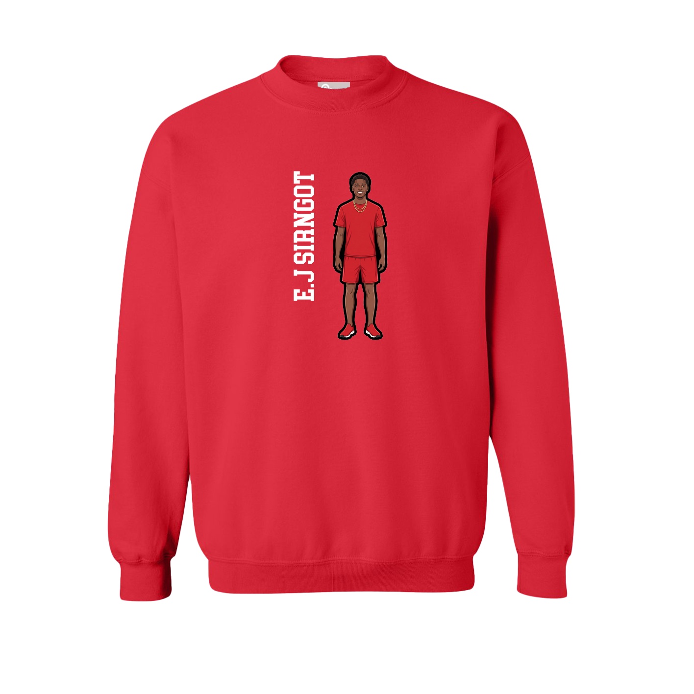 Fleece Crew — Name Vertical in Red