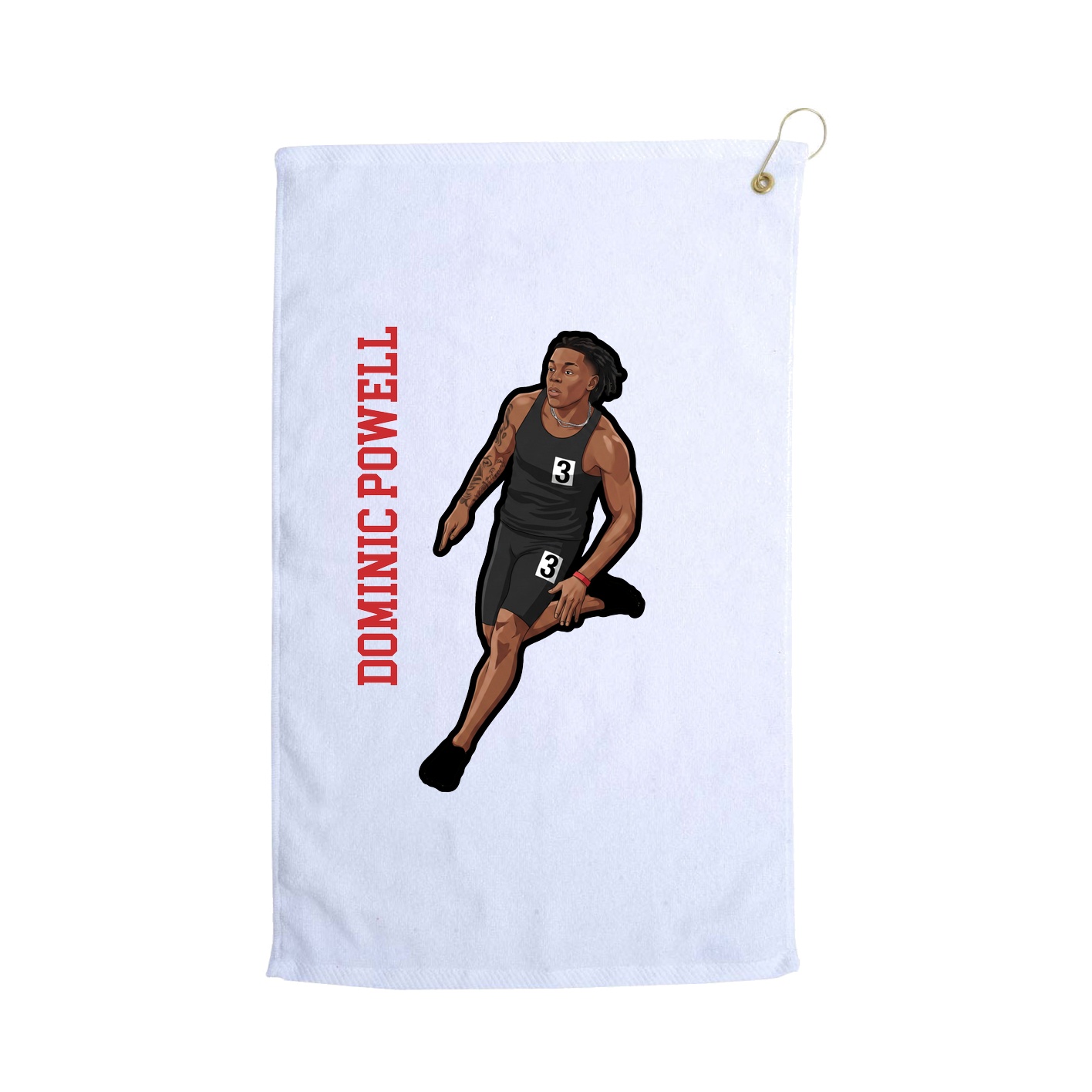 Golf Towel — Name Vertical in White