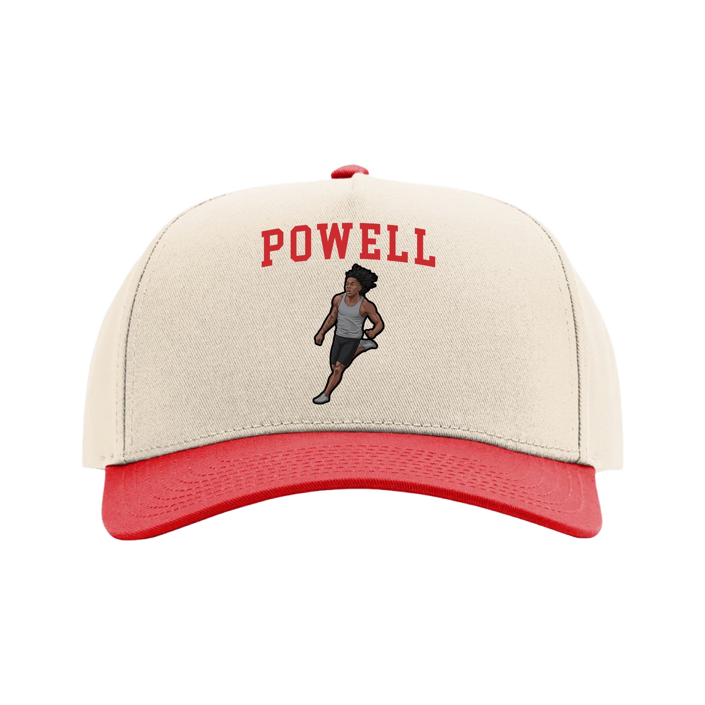 Full Fabric Five-Panel Champ Cap — Shirsey in Cream/Red