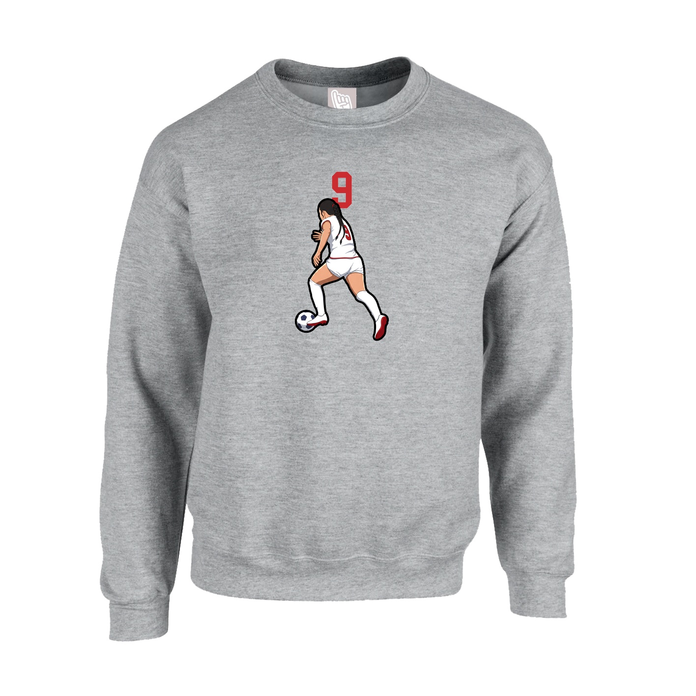 Fleece Crew — Number Top in Grey