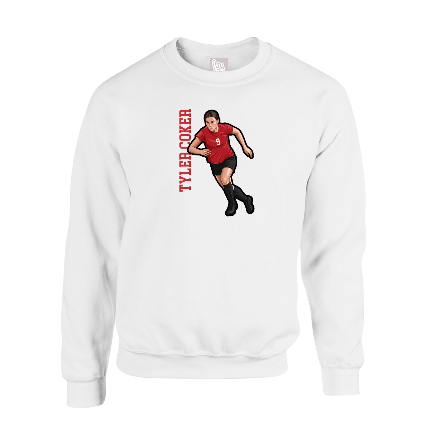 Fleece Crew — Name Vertical in White
