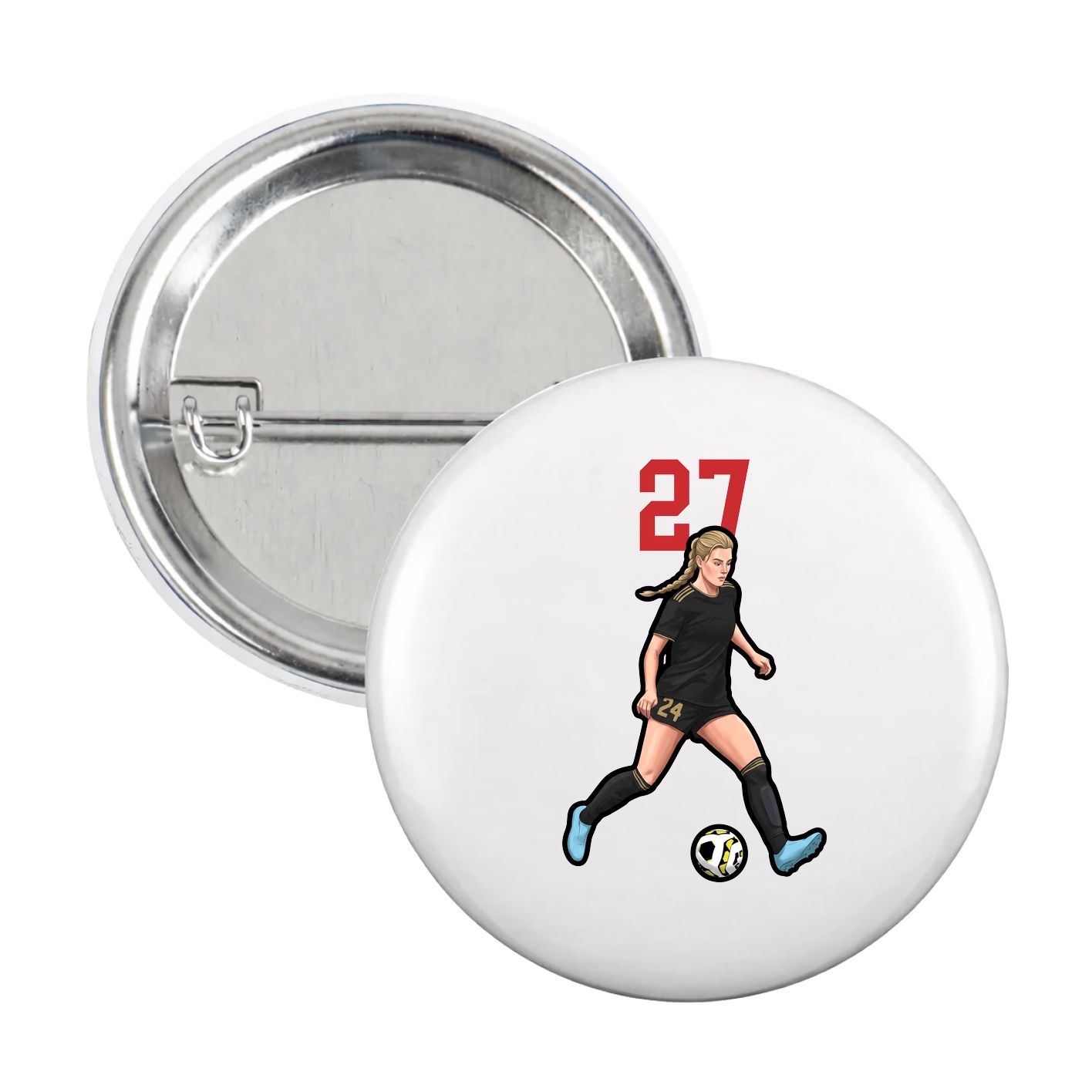 Game Day Button — Number Top in White