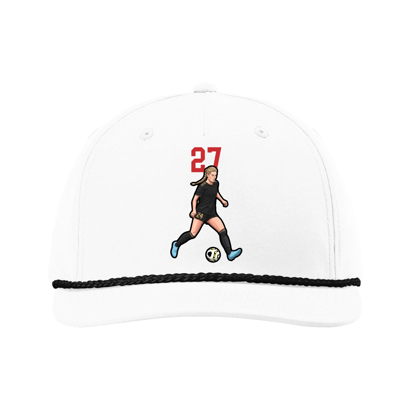 Five-Panel Classic Rope Cap — Number Top in White