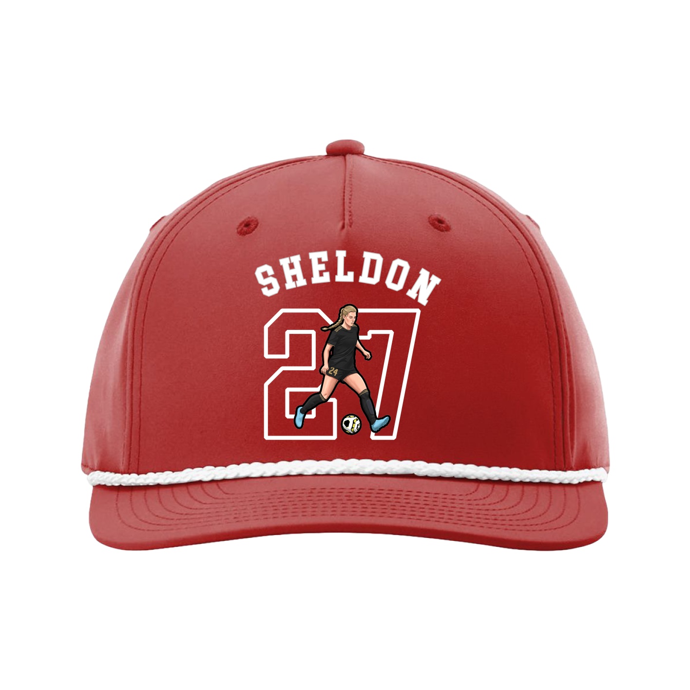 Five-Panel Classic Rope Cap — Shirsey Arch in Red