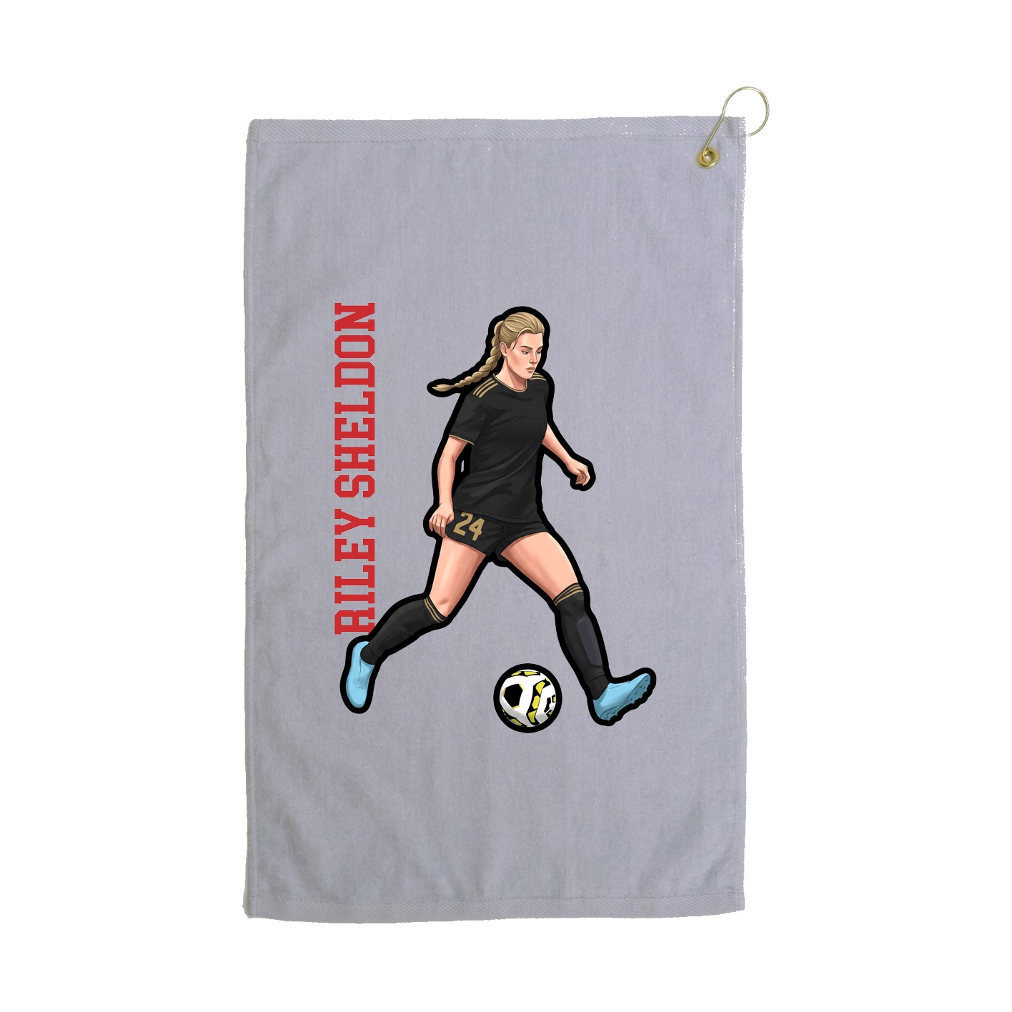 Golf Towel — Name Vertical in Grey