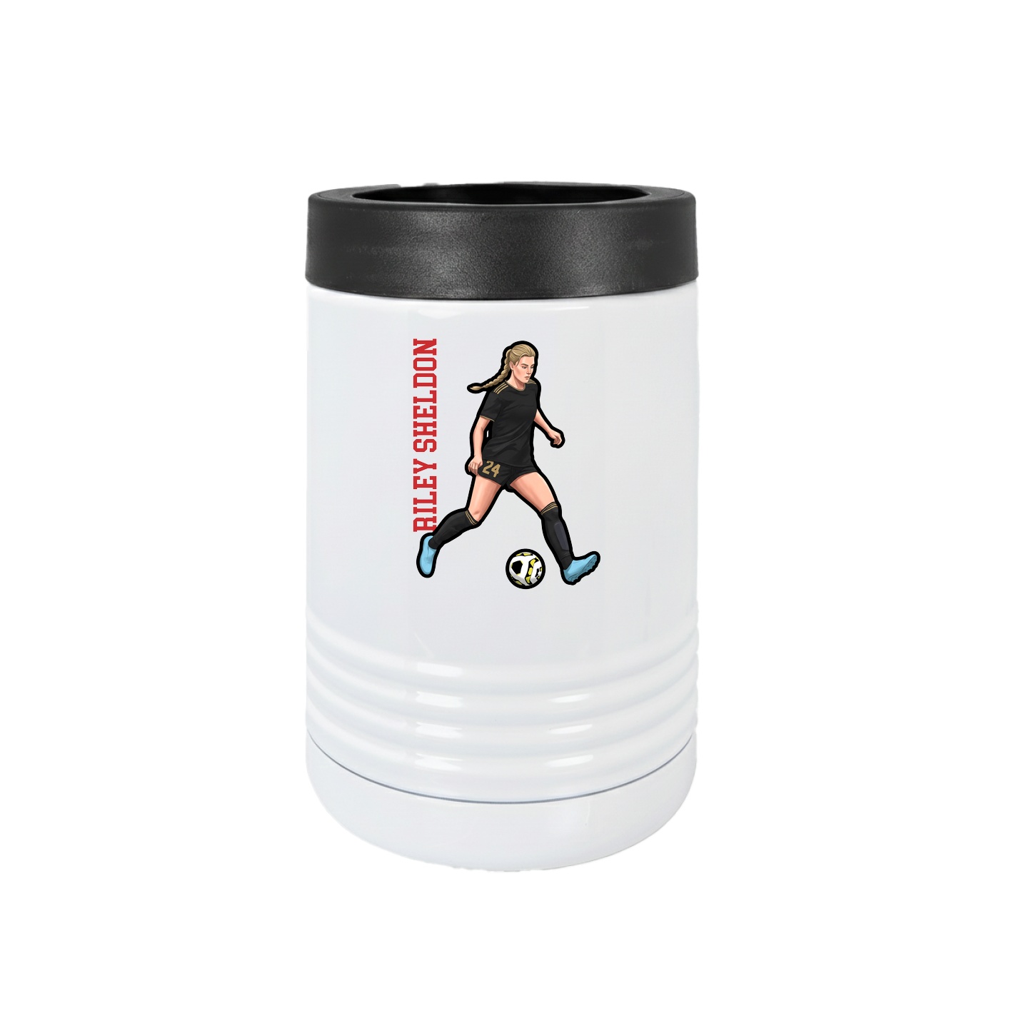 Beverage Holder — Name Vertical in White