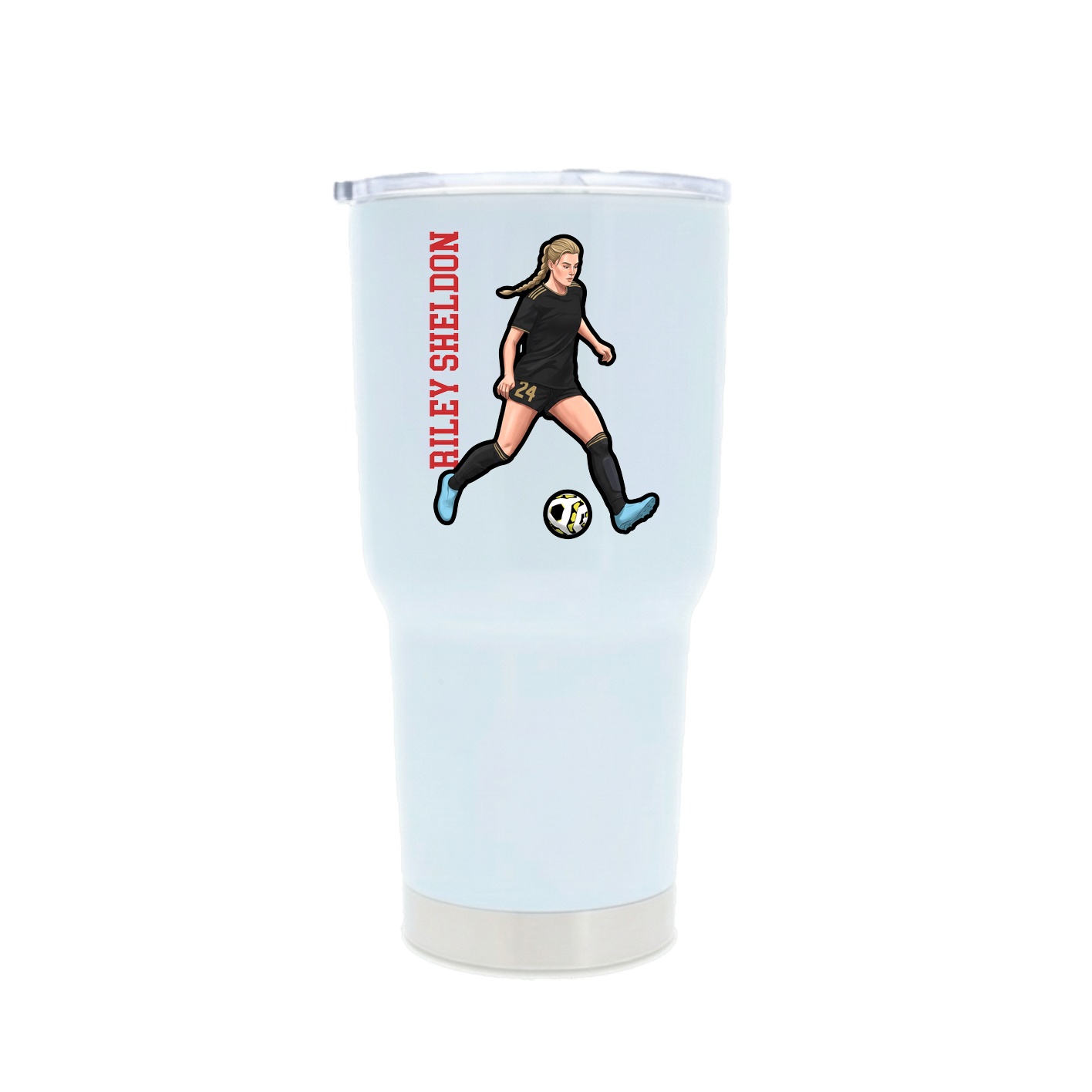 30oz Stainless Steel Tumbler — Name Vertical in White