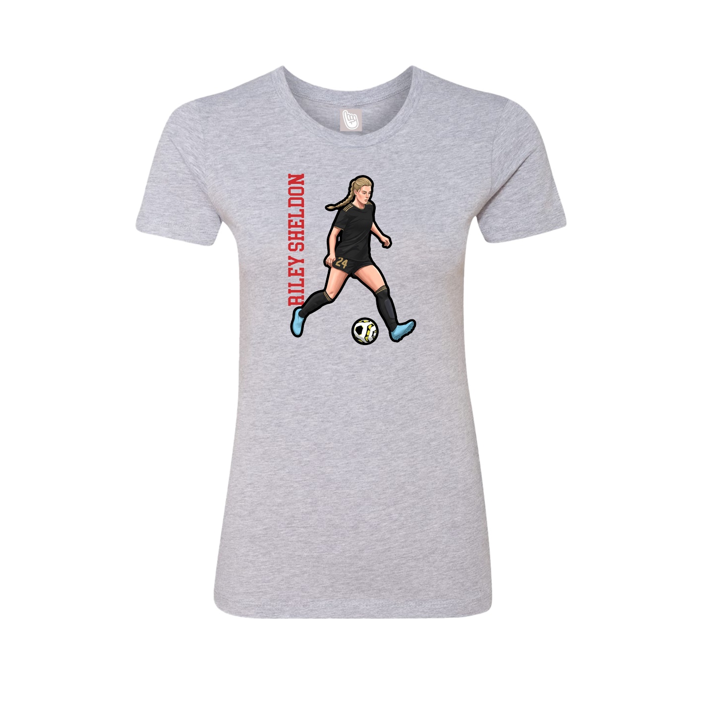 Fitted Women's Tee — Name Vertical in Grey