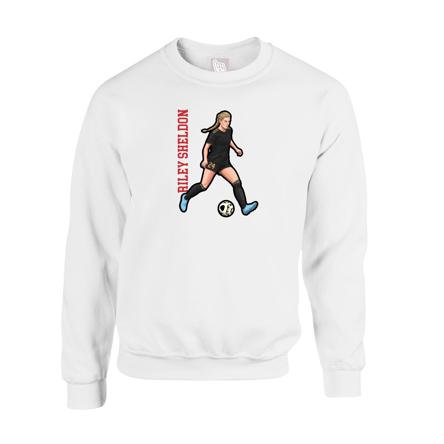 Fleece Crew — Name Vertical in White