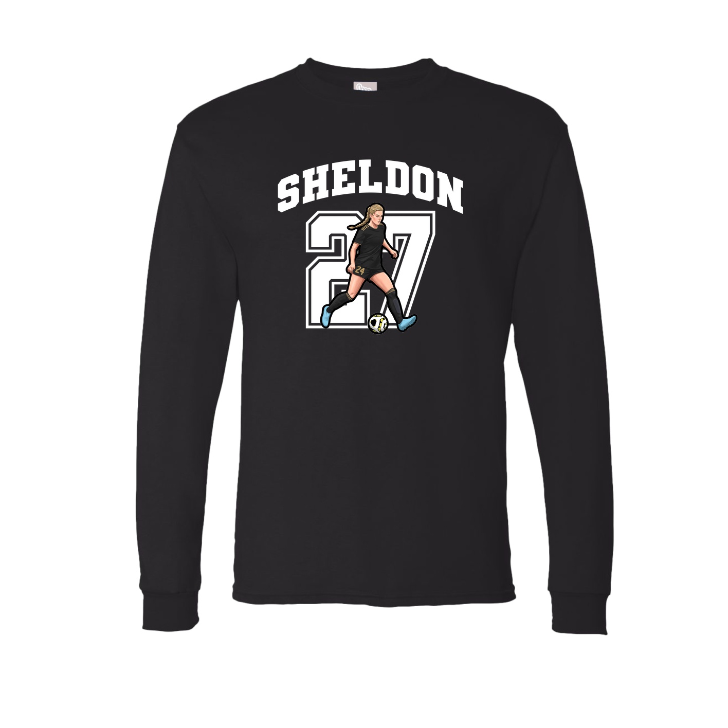 Long Sleeve Tee — Number in Black