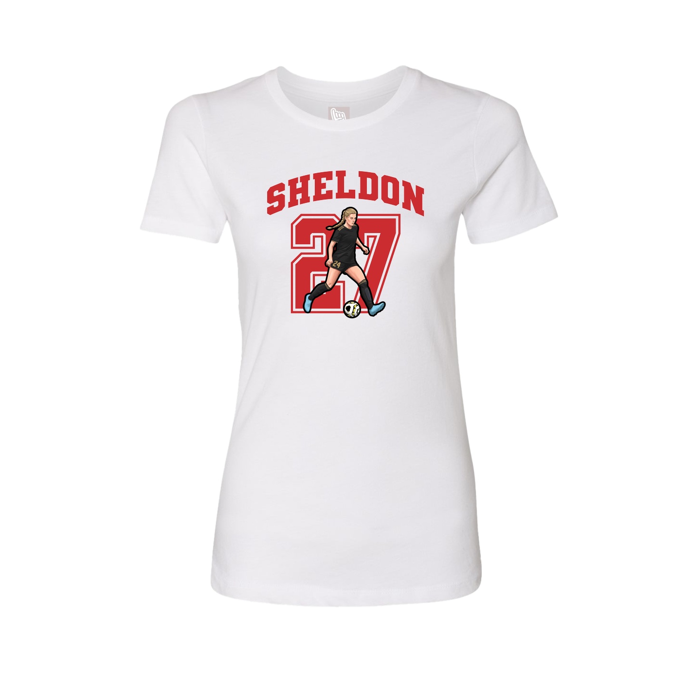 Fitted Women's Tee — Number in White