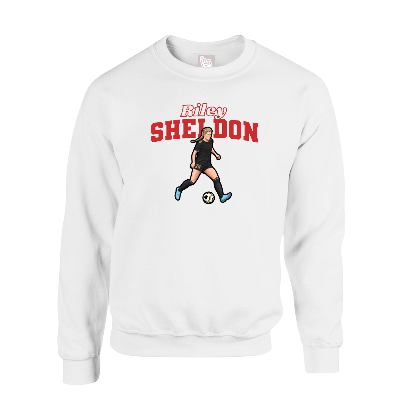 Fleece Crew — Name Arch in White
