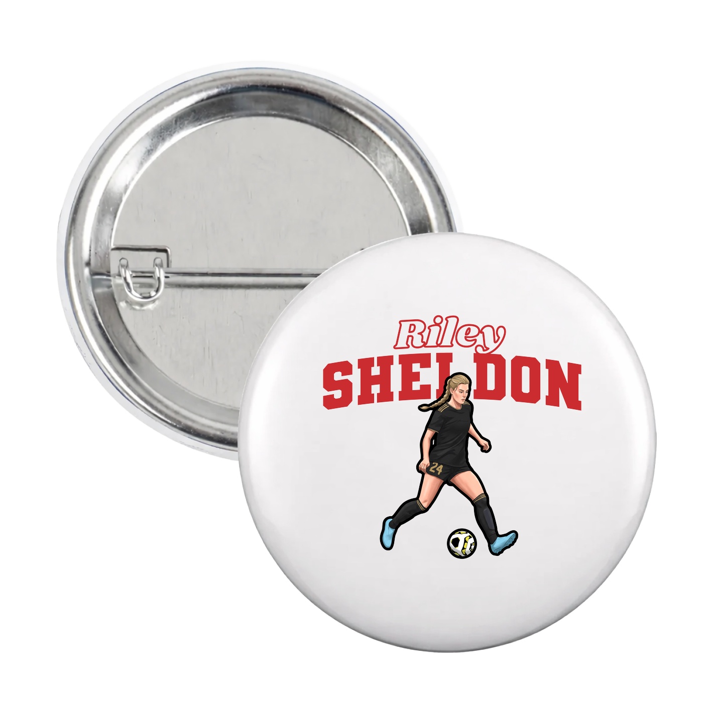 Game Day Button — Name Arch in White