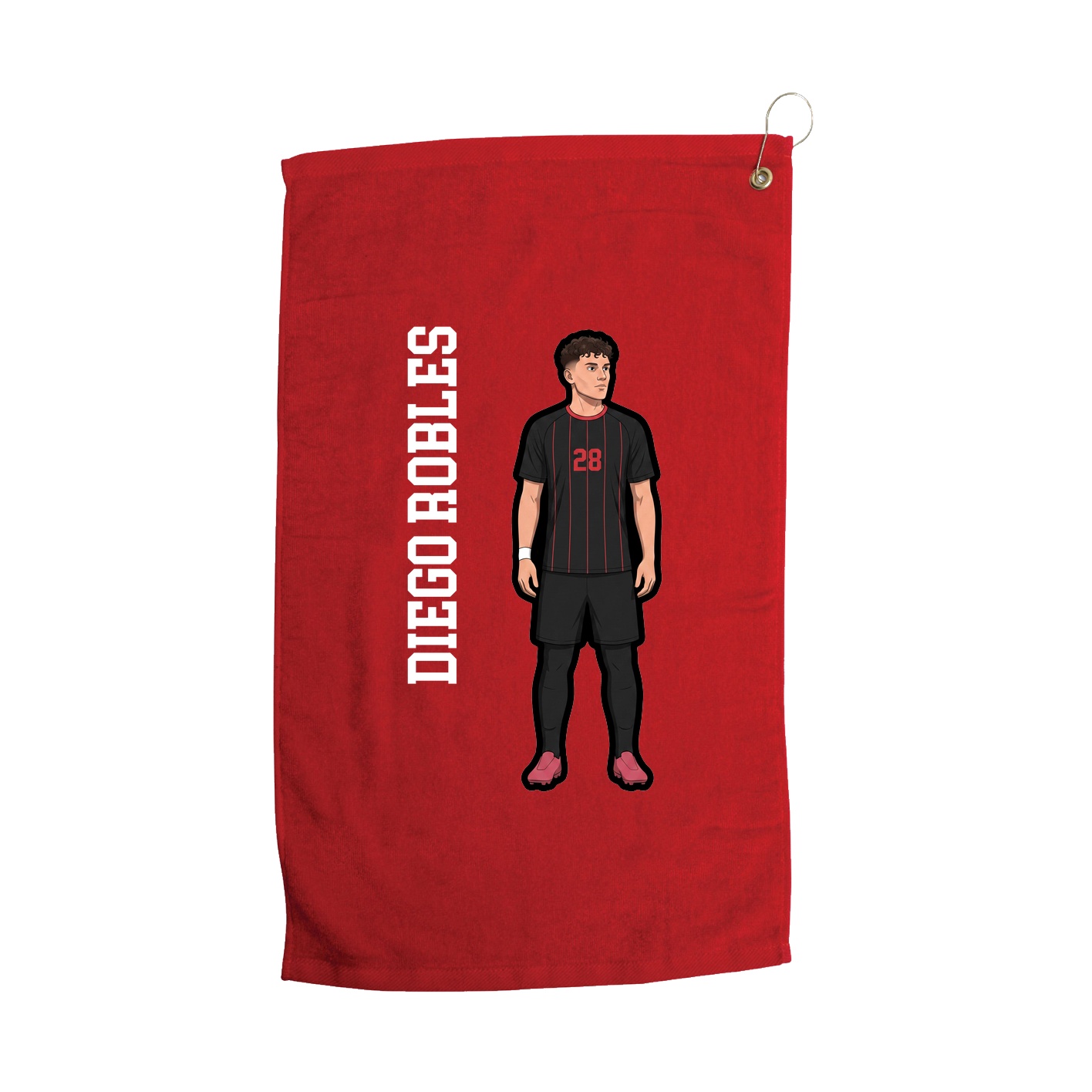 Golf Towel — Name Vertical in Red