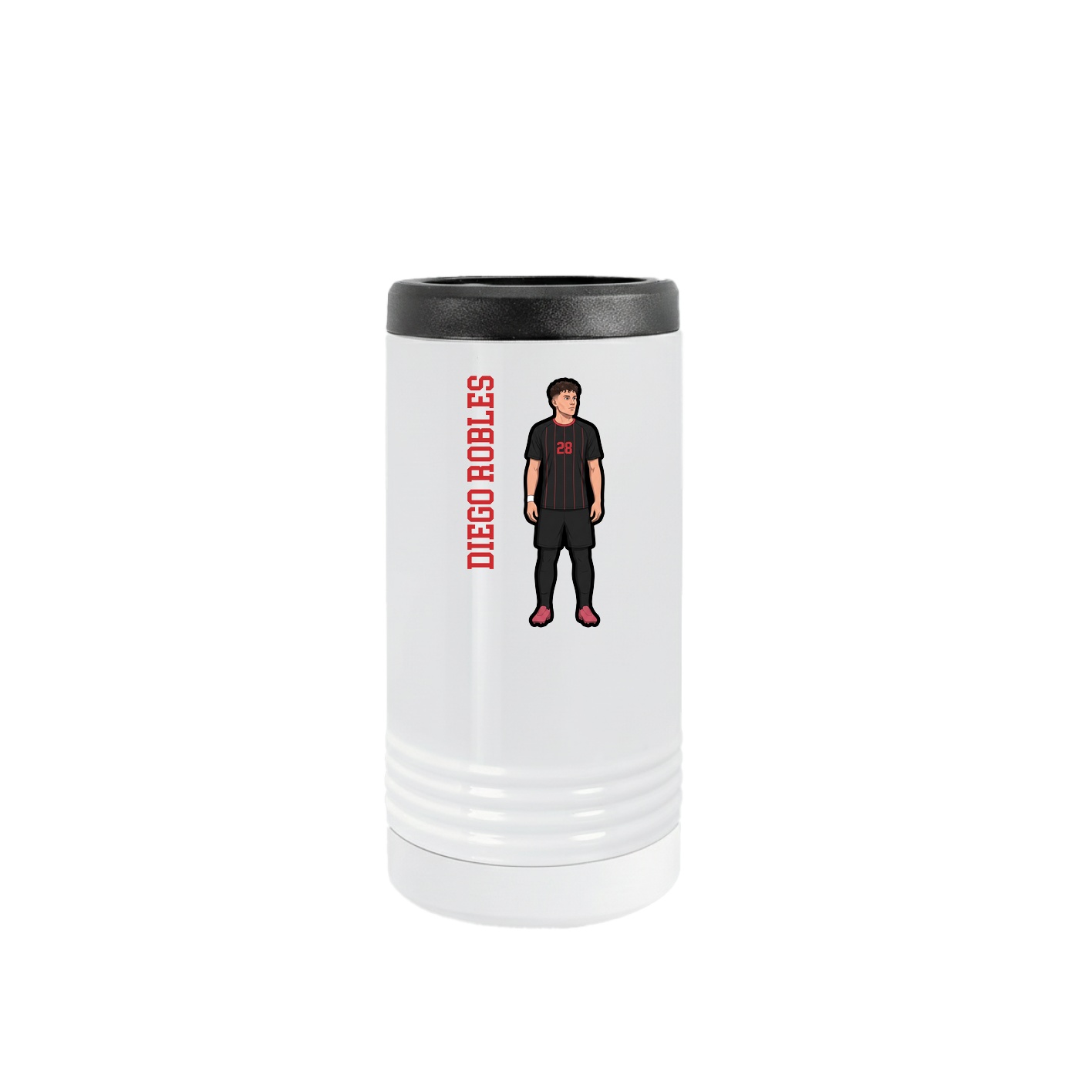 Slim Beverage Holder — Name Vertical in White