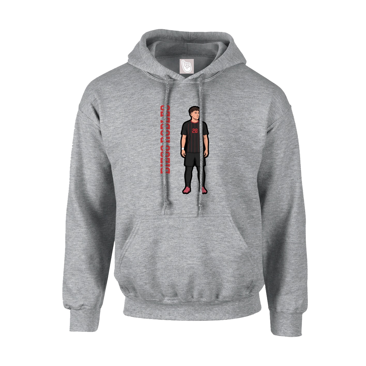 Hoodie — Name Vertical in Grey