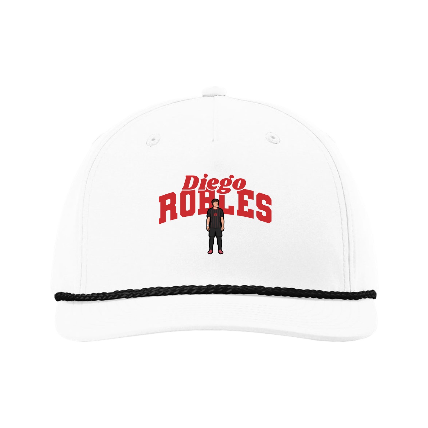 Five-Panel Classic Rope Cap — Signature Arch in White