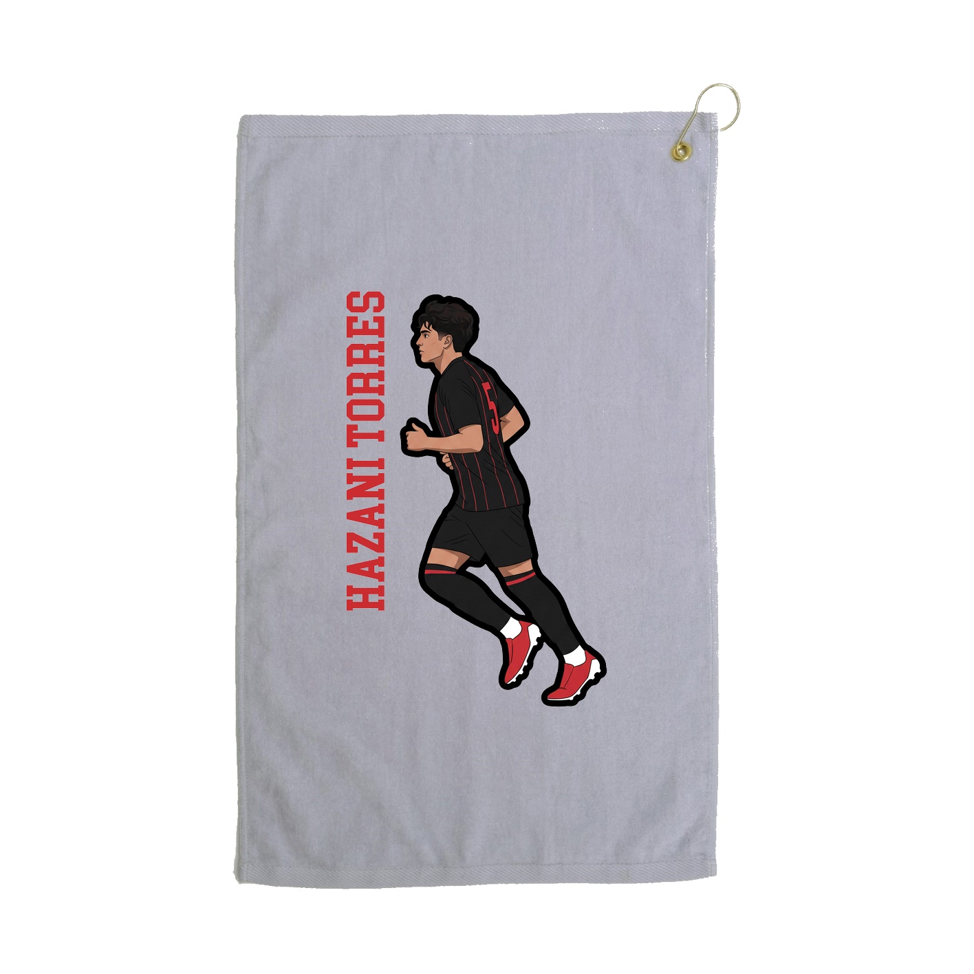 Golf Towel — Name Vertical in Grey