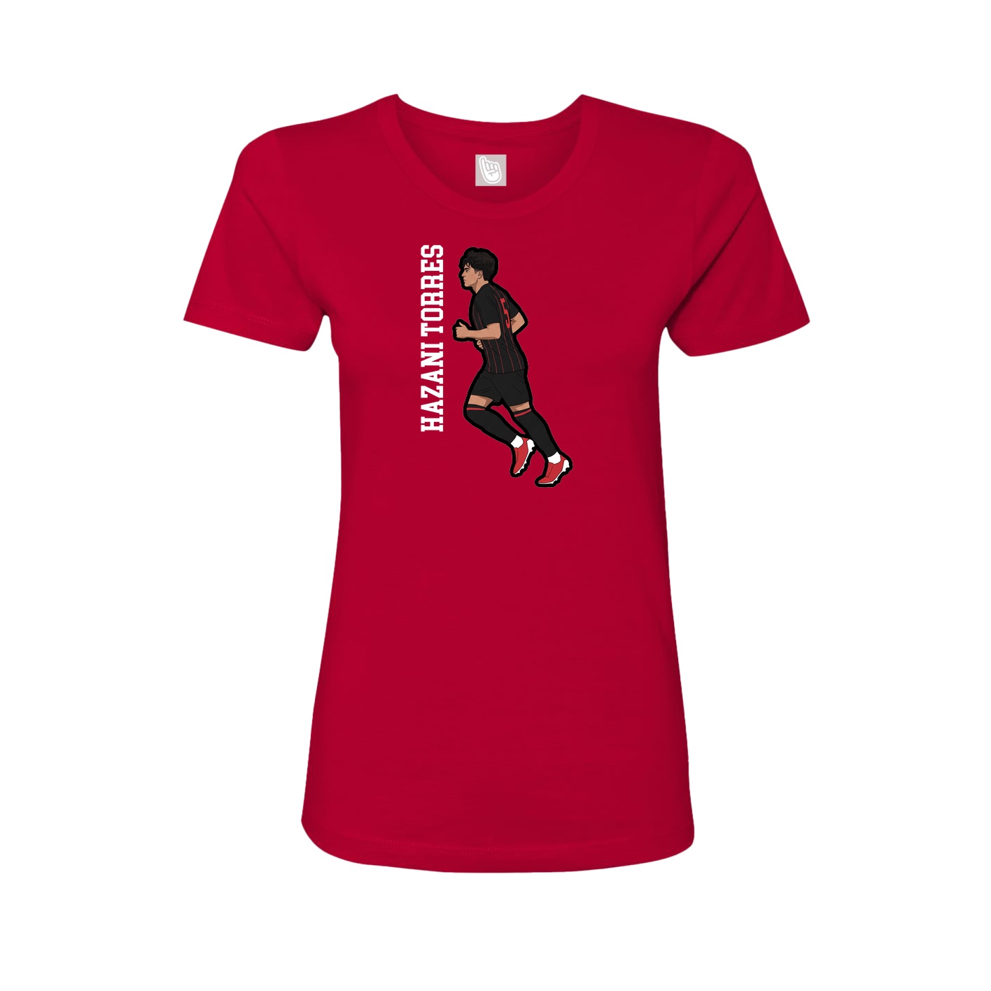 Fitted Women's Tee — Name Vertical in Red