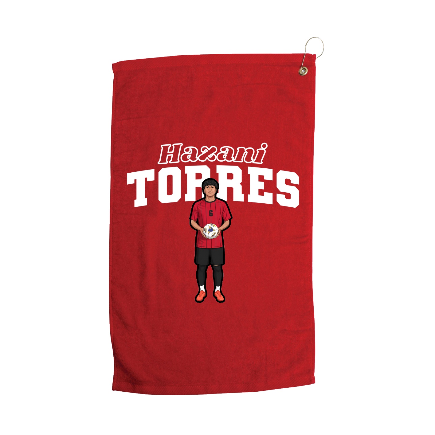 Golf Towel — Name Arch in Red