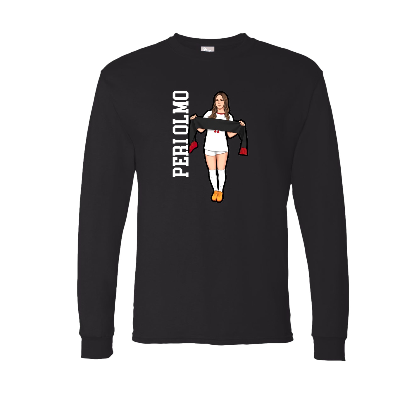 Long Sleeve Tee — Name Vertical in Black