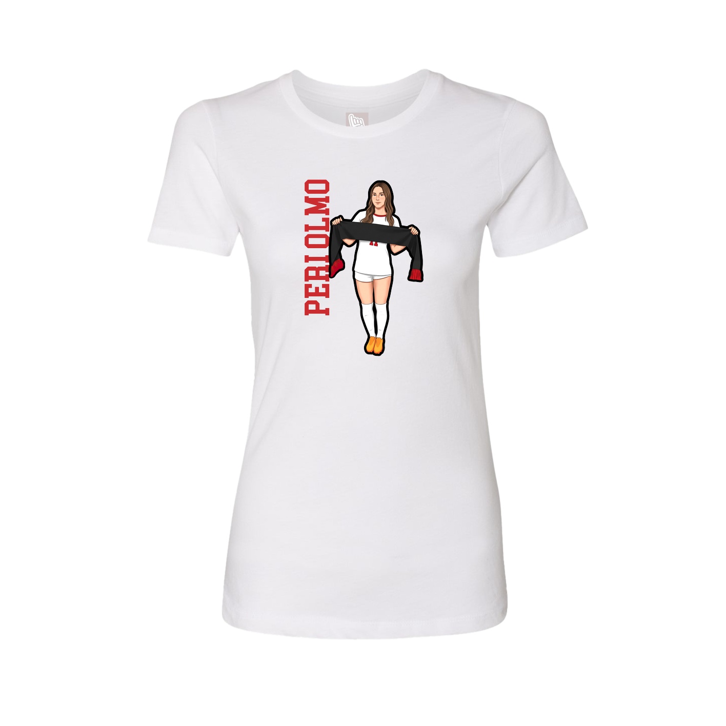 Fitted Women's Tee — Name Vertical in White