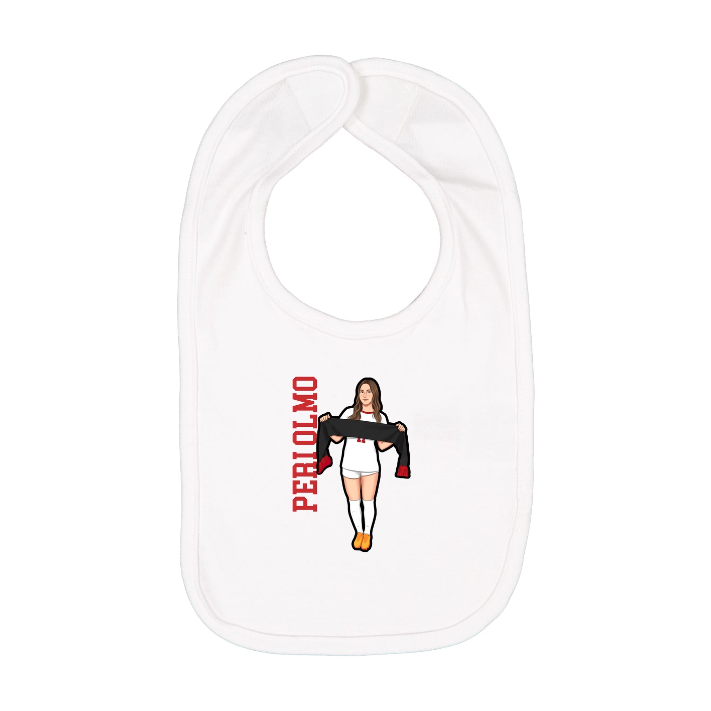 Infant Bib — Name Vertical in White