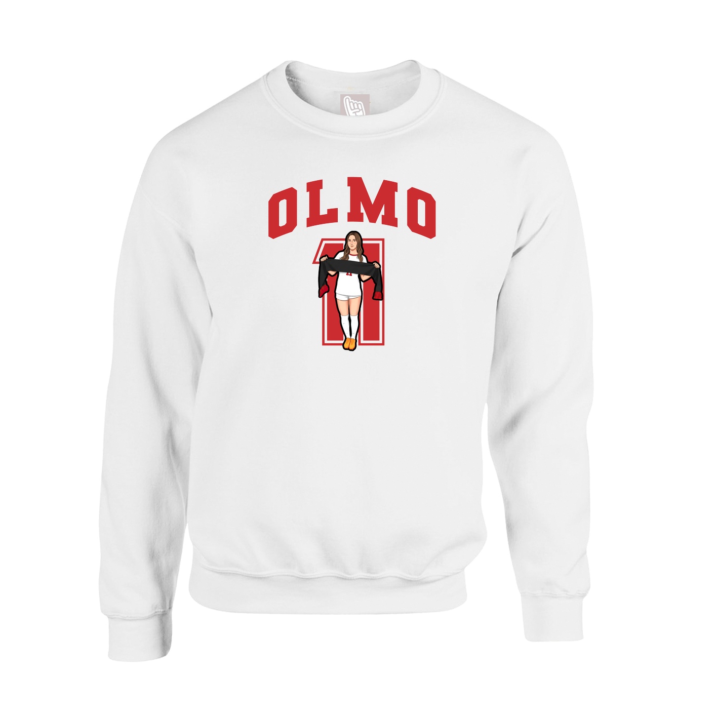 Fleece Crew — Number in White