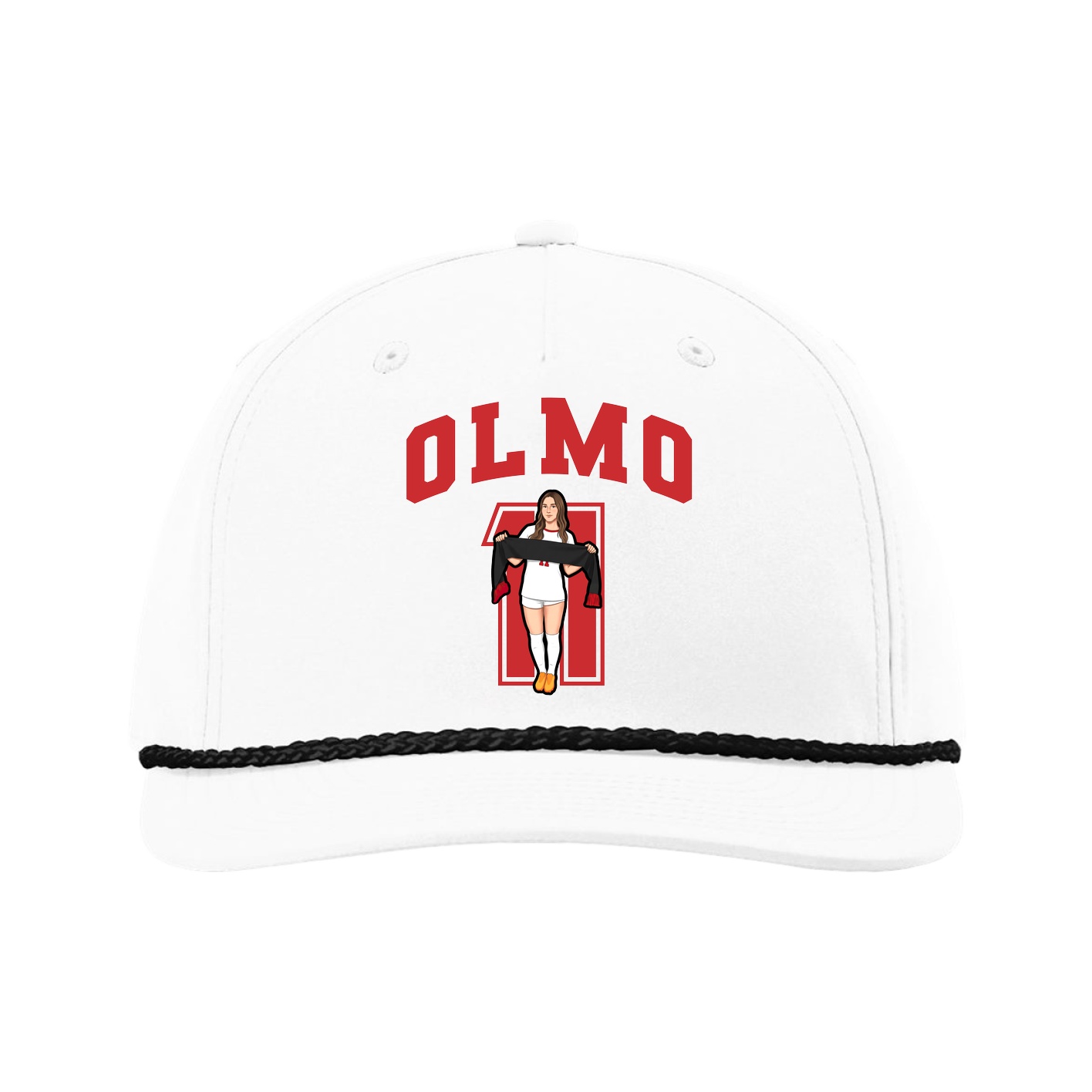 Five-Panel Classic Rope Cap — Number in White