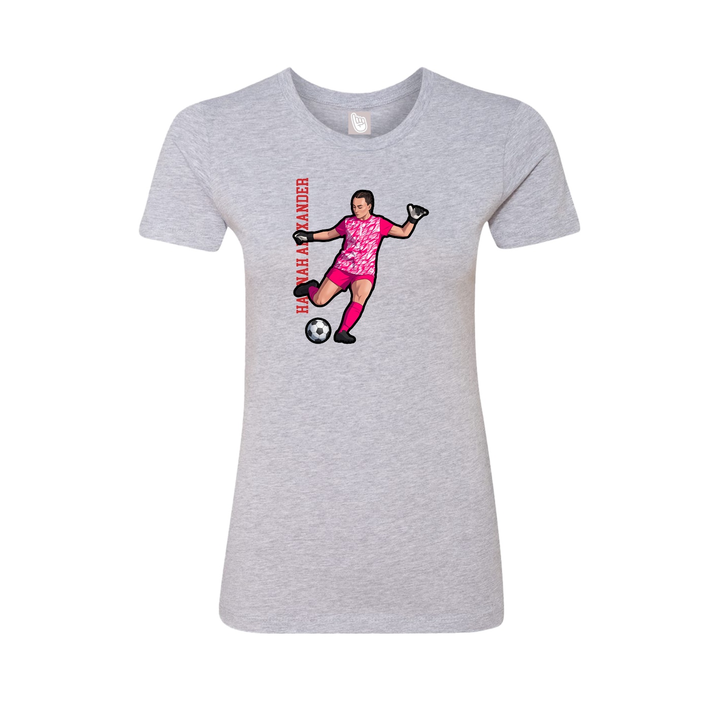 Fitted Women's Tee — Name Vertical in Grey