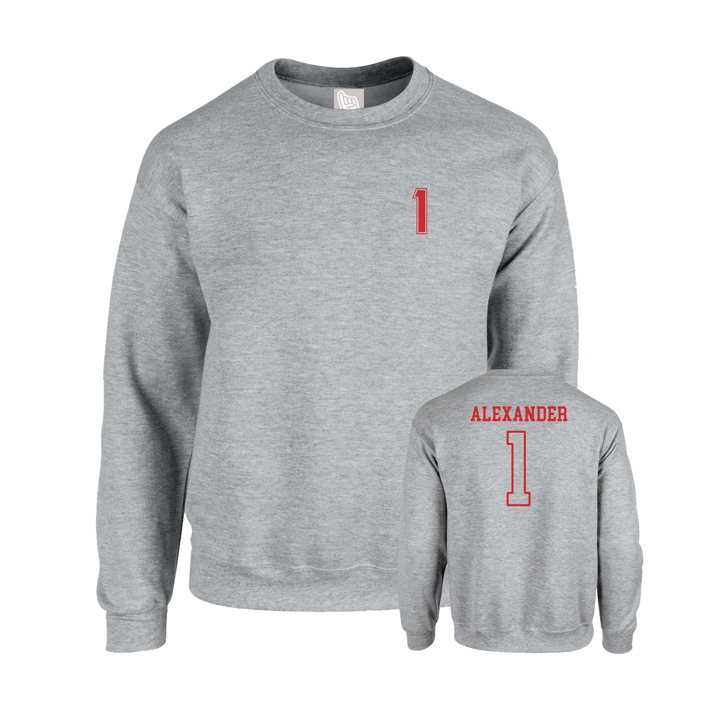 Fleece Crew — Chest Back in Grey