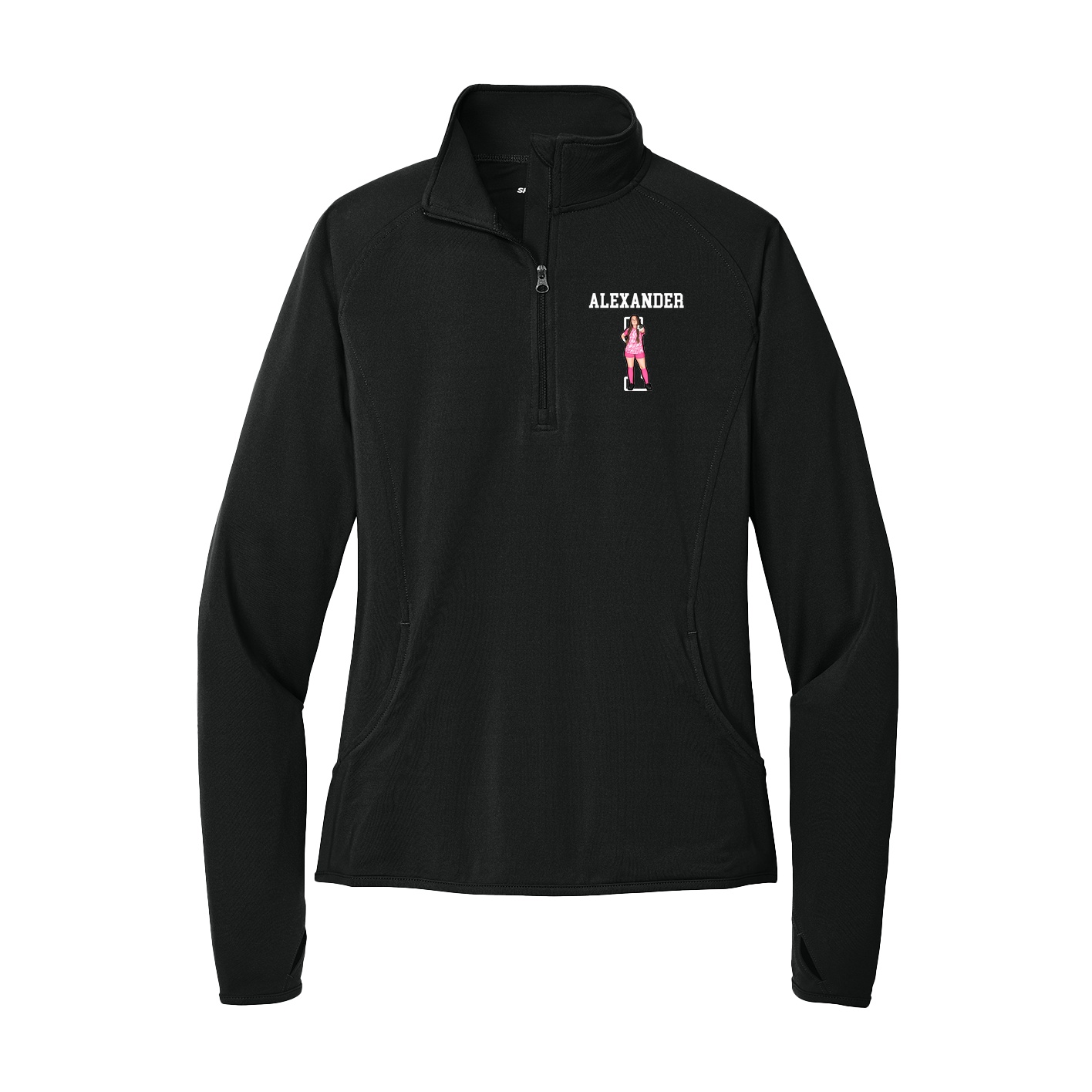 Women's Q-Zip Pullover — Shirsey in Black
