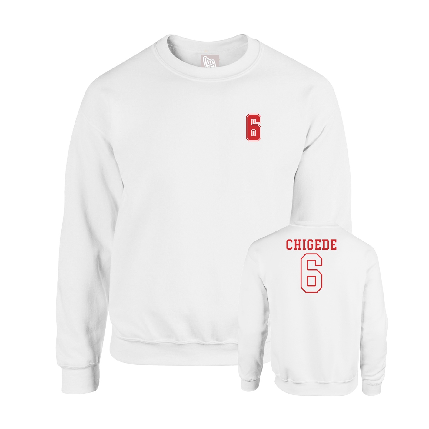 Fleece Crew — Chest Back in White