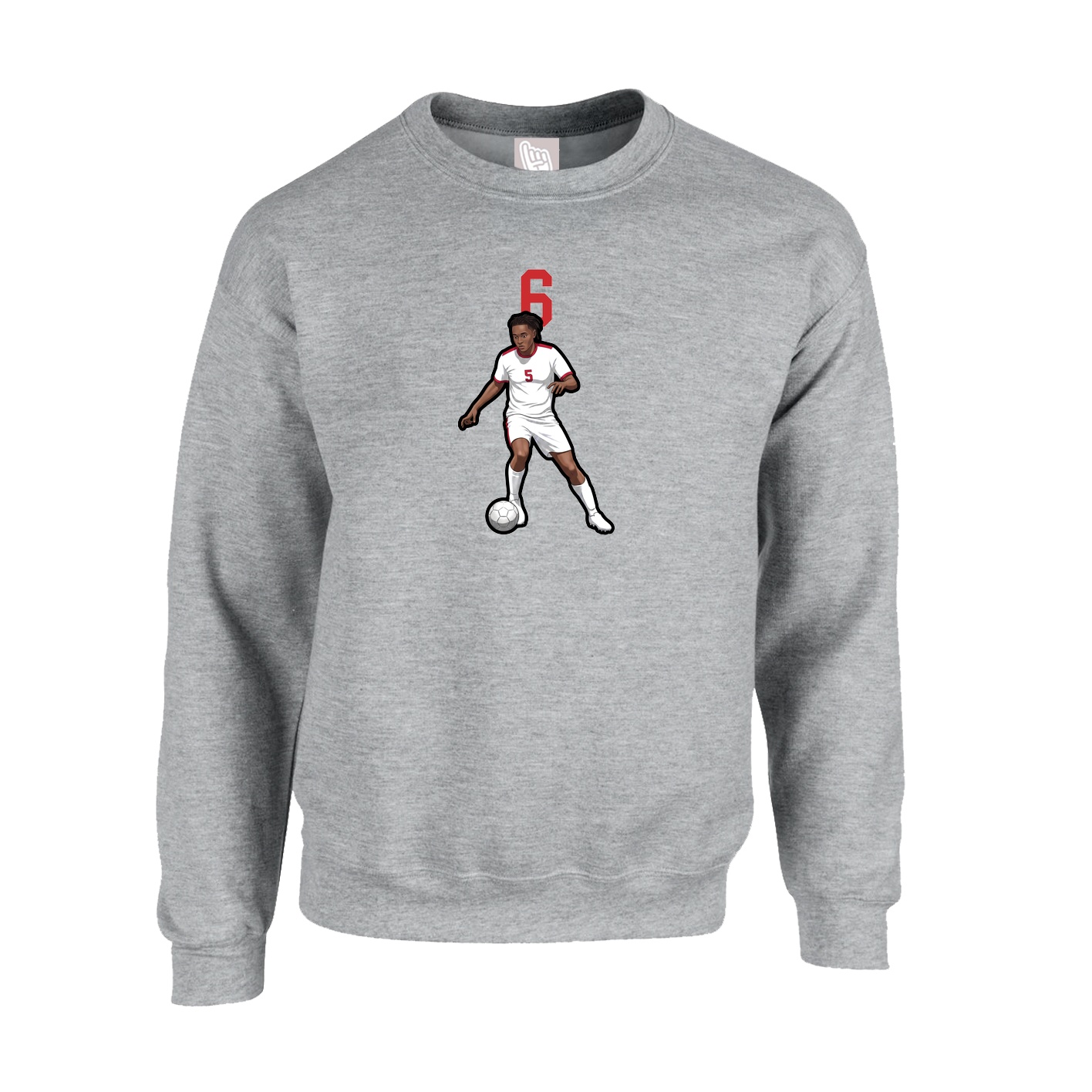 Fleece Crew — Number Top in Grey