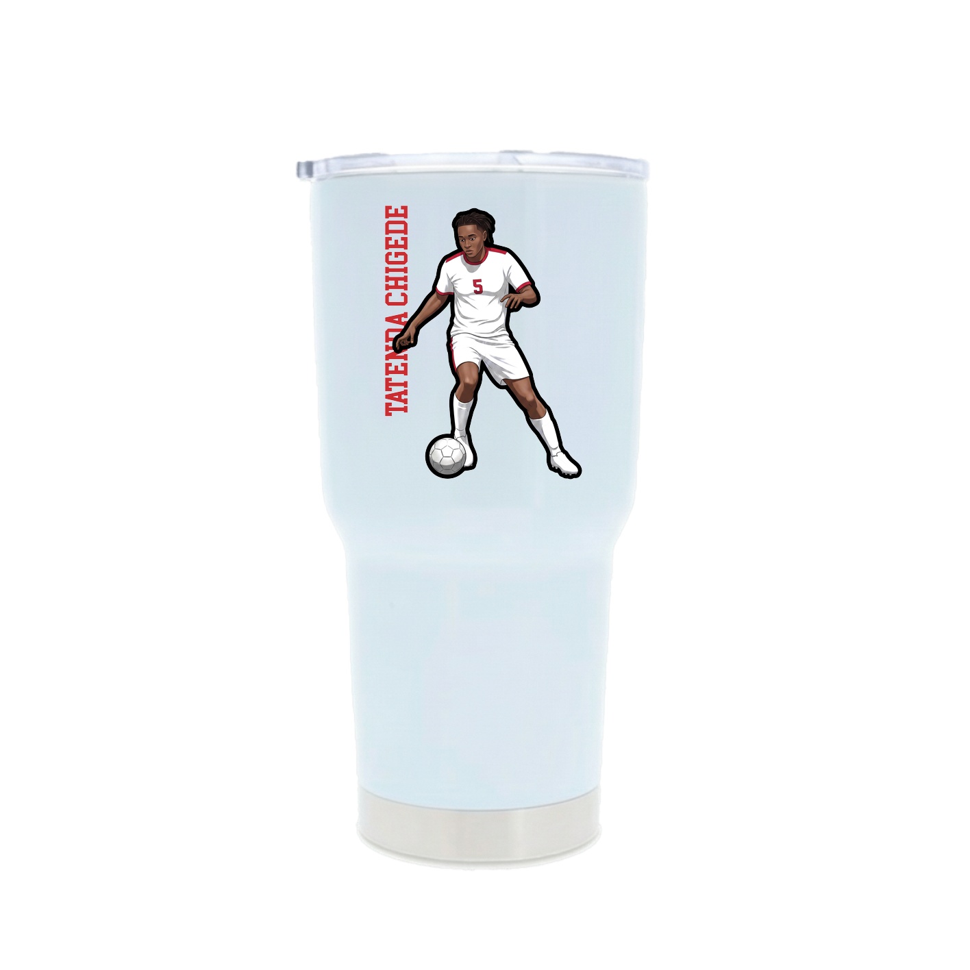 30oz Stainless Steel Tumbler — Name Vertical in White