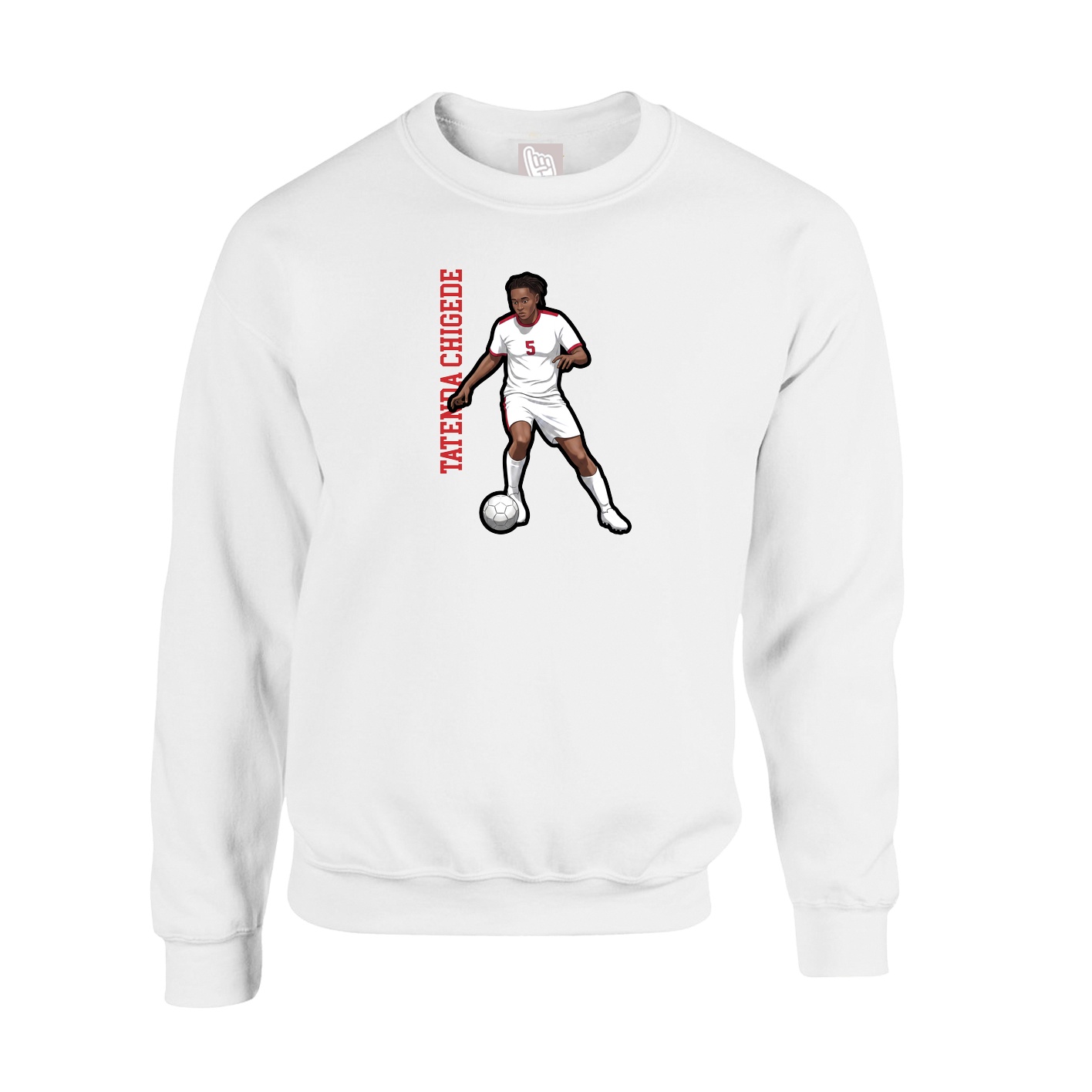Fleece Crew — Name Vertical in White