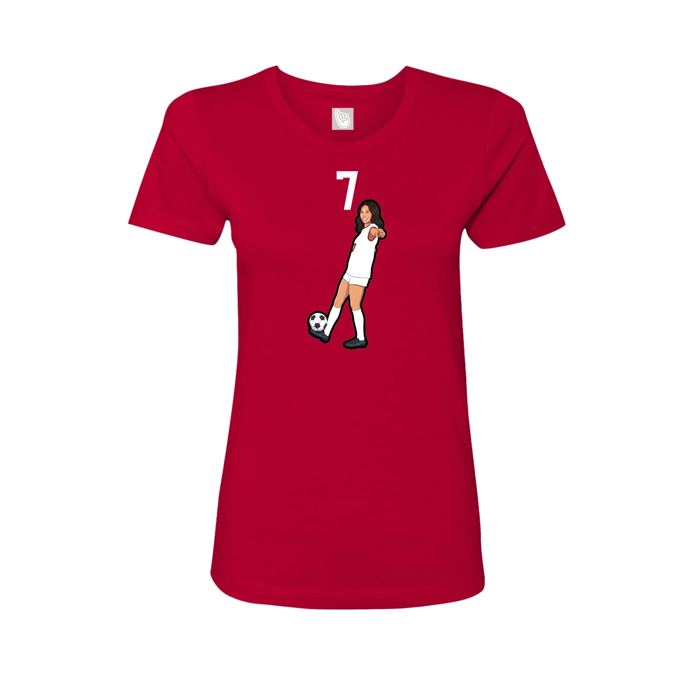 Fitted Women's Tee — Number Top in Red