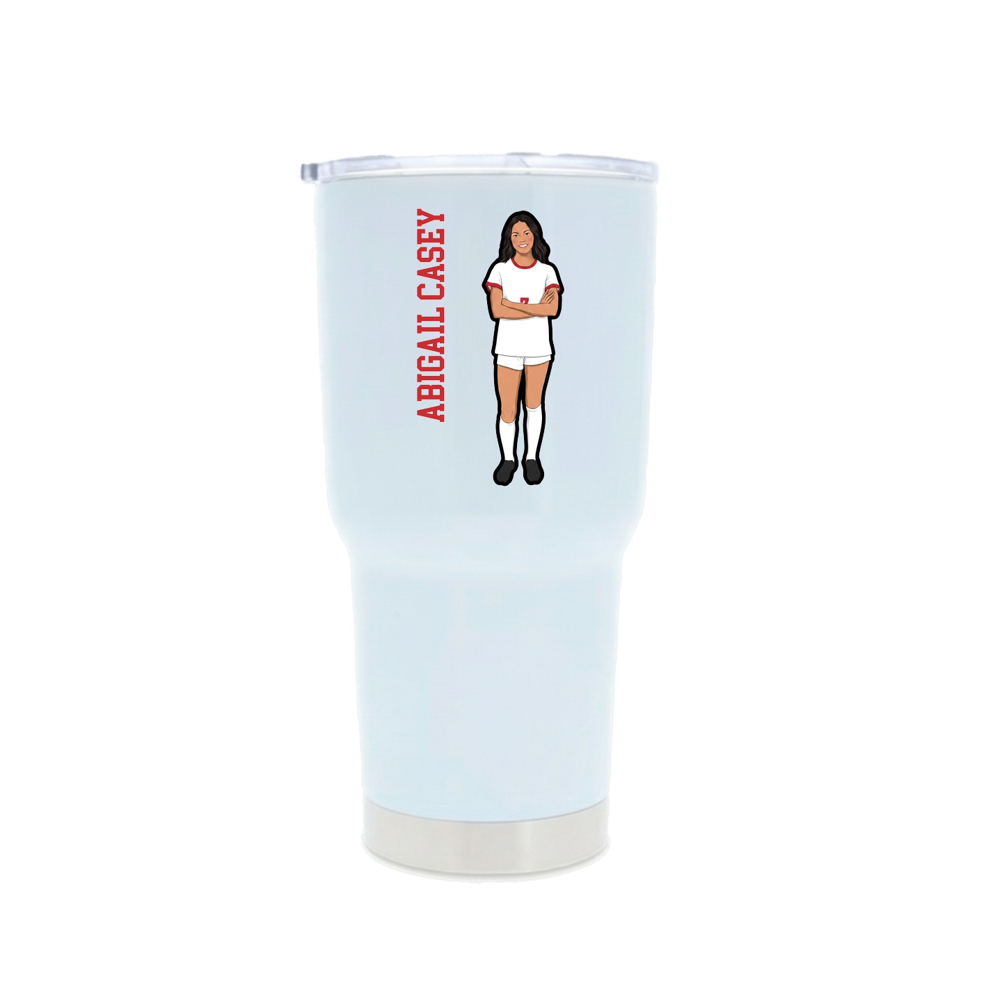 30oz Stainless Steel Tumbler — Name Vertical in White