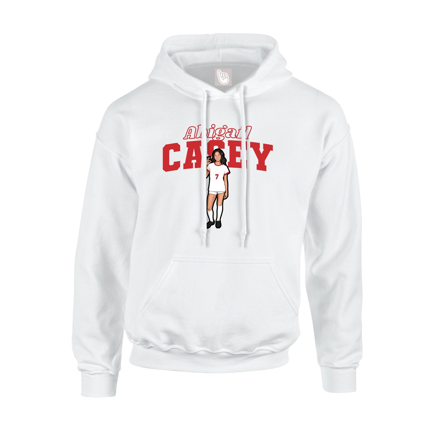 Youth Hoodie — Name Arch in White