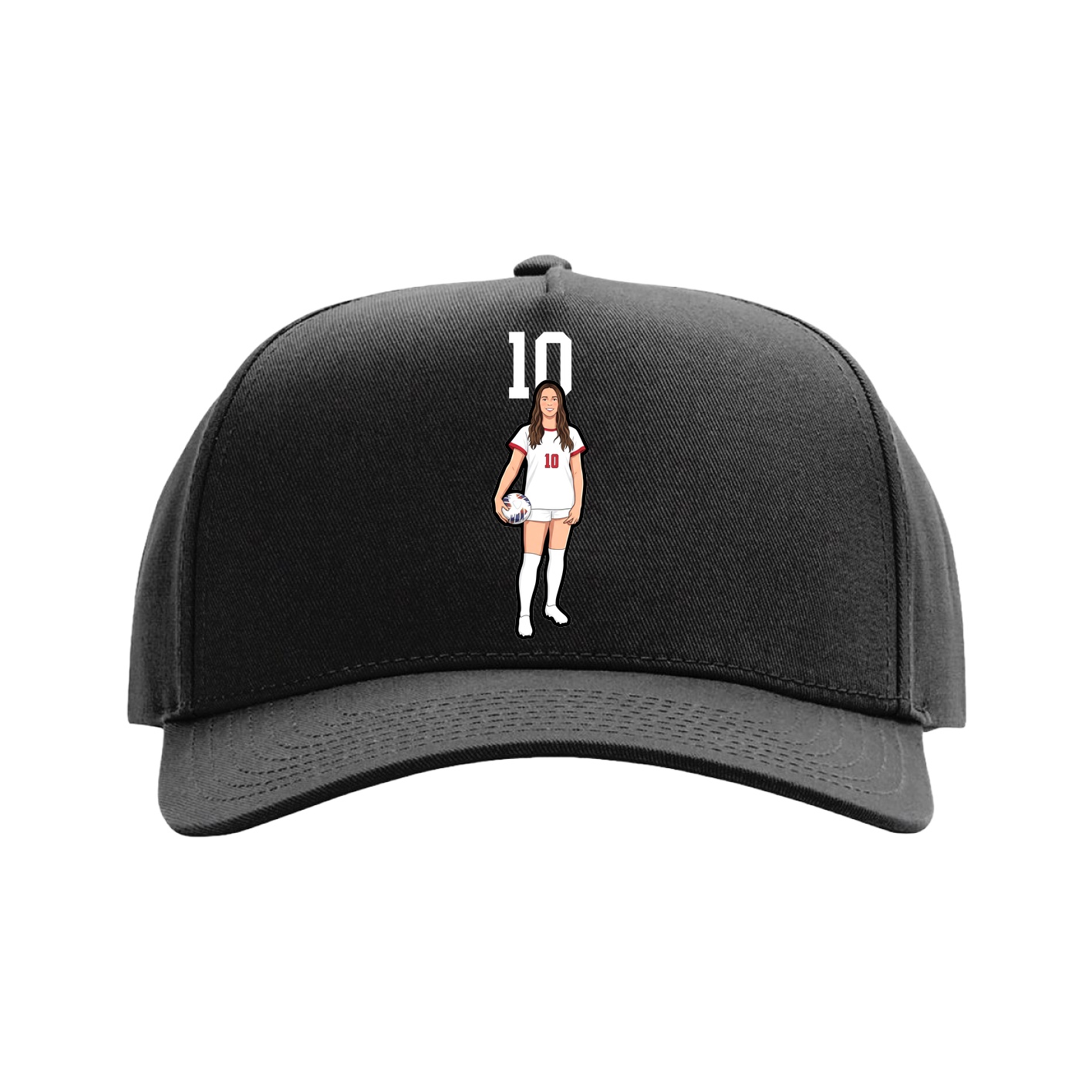 Full Fabric Five-Panel Champ Cap — Number Top in Black