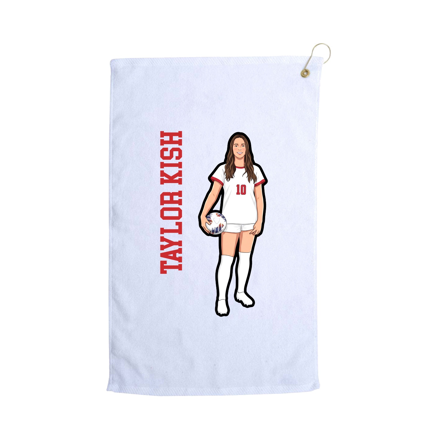 Golf Towel — Name Vertical in White