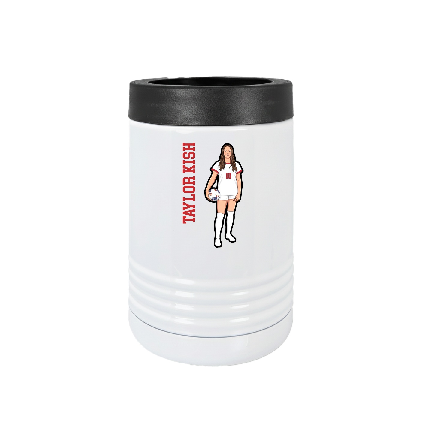 Beverage Holder — Name Vertical in White